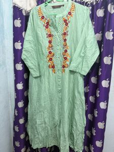 Beautiful Mint Green Kurta Set with Red Dupatta