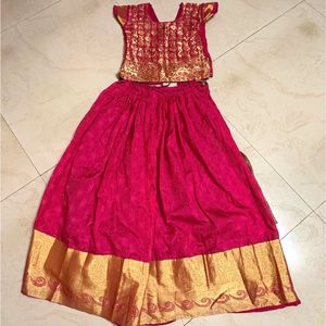 Onam special patupavada. Beautiful Pink& Gold Lehe