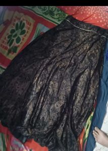 Elegant Black &amp; Gold Brocade Skirt Top
