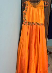 Stunning Orange Dabka work Ethnic Gown