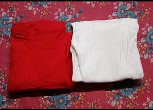 Red &amp; White Pencil Pants Set