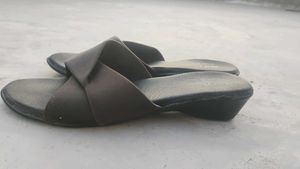 Brown Slip-On Flat Sandals