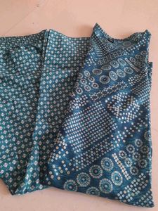 like New  Teal Bandhani Print Kurta Set  Offer