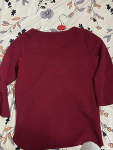 Maroon Bell Sleeve Top