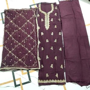 beutiful burgandy  embroidered handwork suit