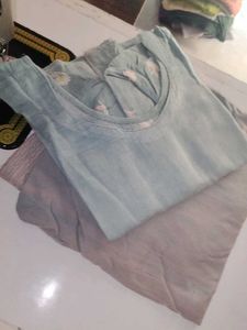 Light Blue Embroidered Blouse