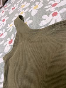 Olive Green One Shoulder Lace-Up Top
