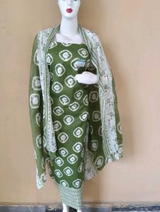 Green Printed Kurta Set with Dupatta