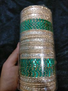 Peacock Green Colour Metal Bangles
