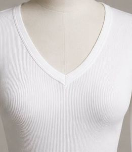Ribbed V-Neck Long Sleeve Crop Top