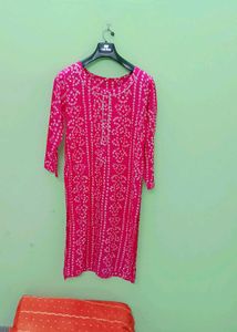 Vibrant Pink Bandhani Print Kurta