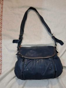 Stylish Dark Blue Leather Shoulder Bag