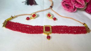 Stunning Red Beaded Choker Necklace