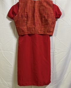 Vibrant Red Kurta Set with Embroidered Jacket