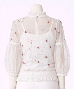 Floral Embroidered Sheer Top