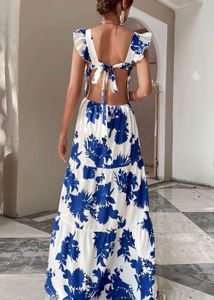 Floral Maxi Dress with Ruffle Sleeves