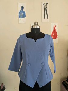 Stylish Blue Blazer Top