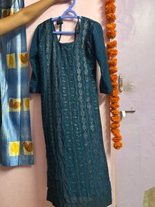 Teal Embroidered Kurta set