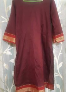 Maroon & Gold Trim Kurta
