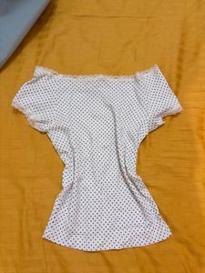 White Polka Dot Off-Shoulder Top