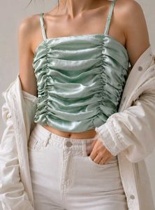 Mint Green Ruched Spaghetti Strap Top