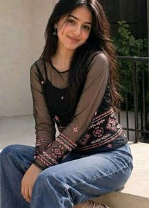 Sheer Embroidered Long Sleeve Top