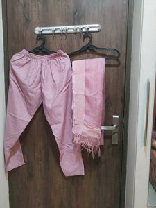 Elegant Pink Kurta Pant With Dupatta Set