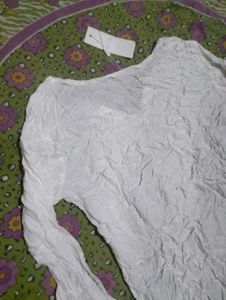 Women's Textured White Long Sleeve Top