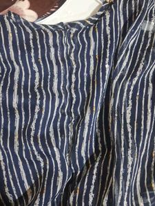 Chic Striped Kurta Set with Embellished Neckline