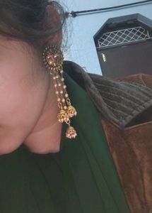 Ethnic Jhumka Earrings golden latkan jhumki