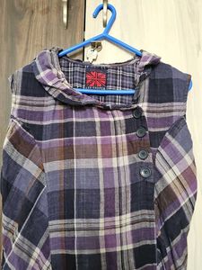 Purple Plaid Sleeveless Top