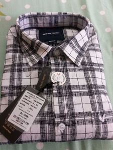 Premium White Checks Pure Cotton Shirt (M/chest 40