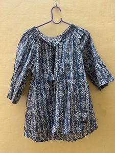 Blue Floral Tunic Top