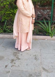 Elegant Peach Kurta Set with Palazzo