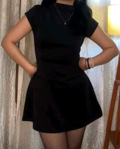 Chic Black Cap Sleeve Mini Dress