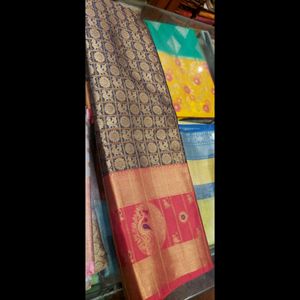 Semi Silk Festive Saree - Temple Border - Worn Onc