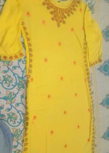 Vibrant Yellow Embroidered Kurta