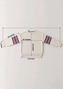 CREAM U.S. POLO STRIPED SLEEVE SWEATER