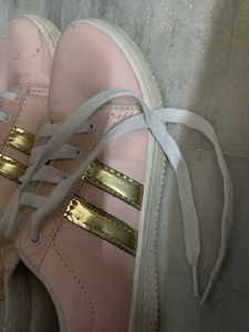 Pink &amp; Gold Accent Sneakers