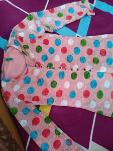 Retro Polka Dot Tunic Top With Slit In Between