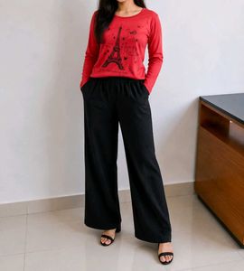 Red Eiffel Tower Long Sleeve Top