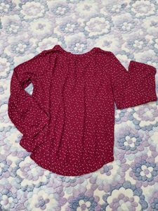 Chic Polka Dot Long Sleeve Top M