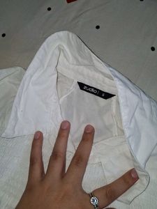 White Smocked Button-Up Blouse
