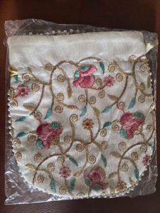 Embroidered Clutch with Pearl Handle