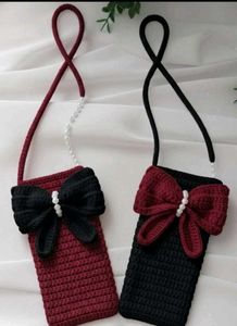 Crocheted Phone Bag with Bow