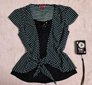 Y2k Vintage 2000s Tie-Front Top with Sequins