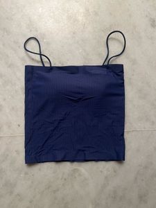 Navy Ribbed Spaghetti Strap Top with padding