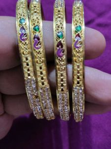 Set of Golden Bangles with Stones