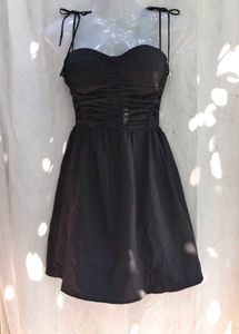 Chic Black Ruched Spaghetti Strap Dress