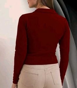 Maroon Collared Long Sleeve Top